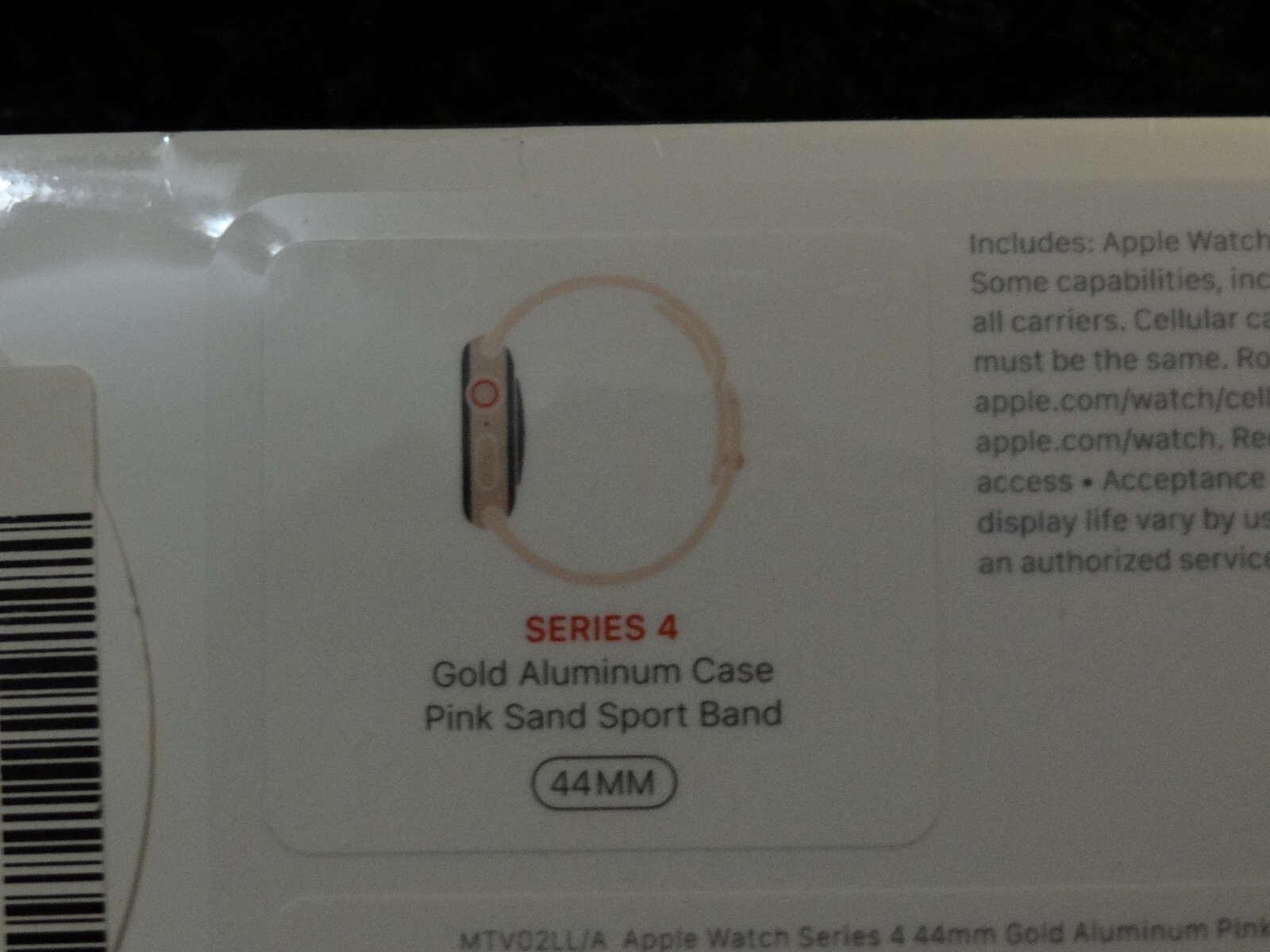 NEW Apple Watch Series 4 GPS LTE 44mm Gold Aluminum Case & Pink Sand Sport Band