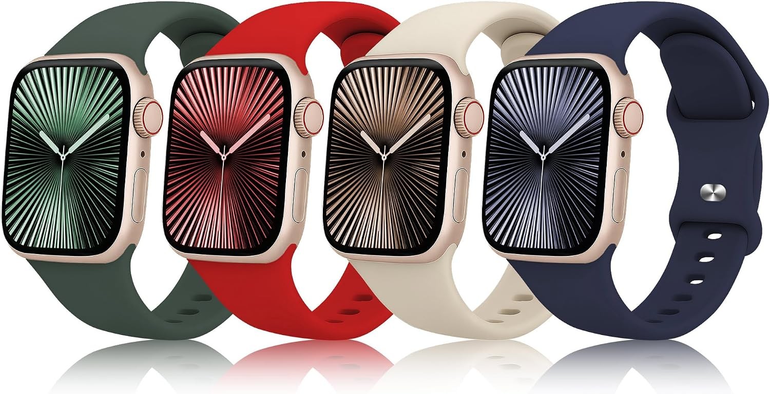 4 Pack Sport Silicone Strap Compatible with Apple Watch 40mm 44mm Series 11 7