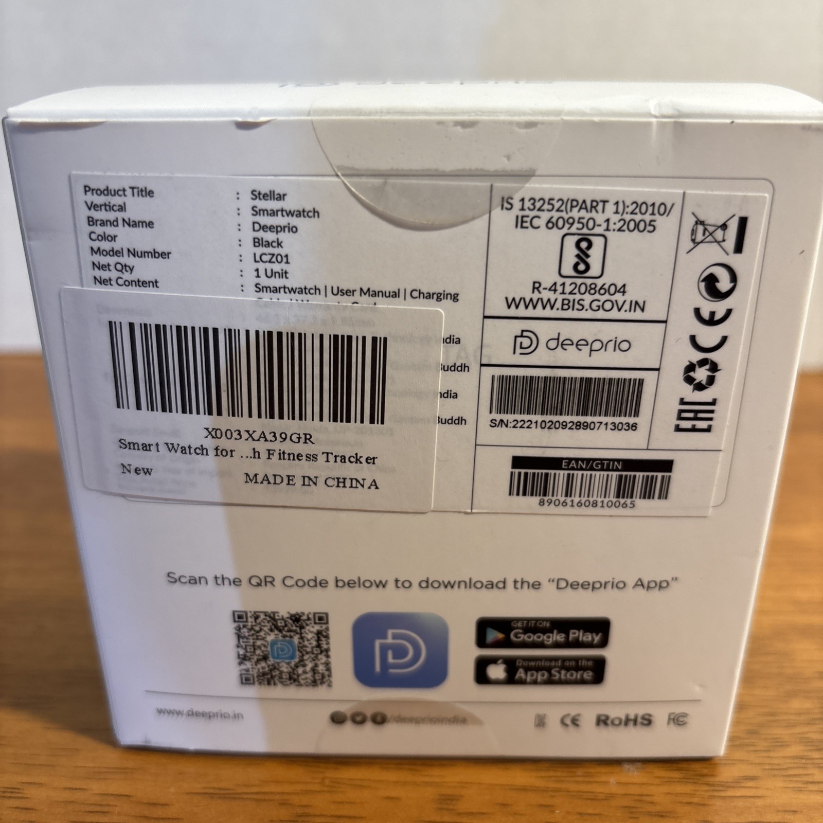 Deeprio Stellar LCZ01 Black Heart Rate Blood Oxygen Monitor Smartwatch