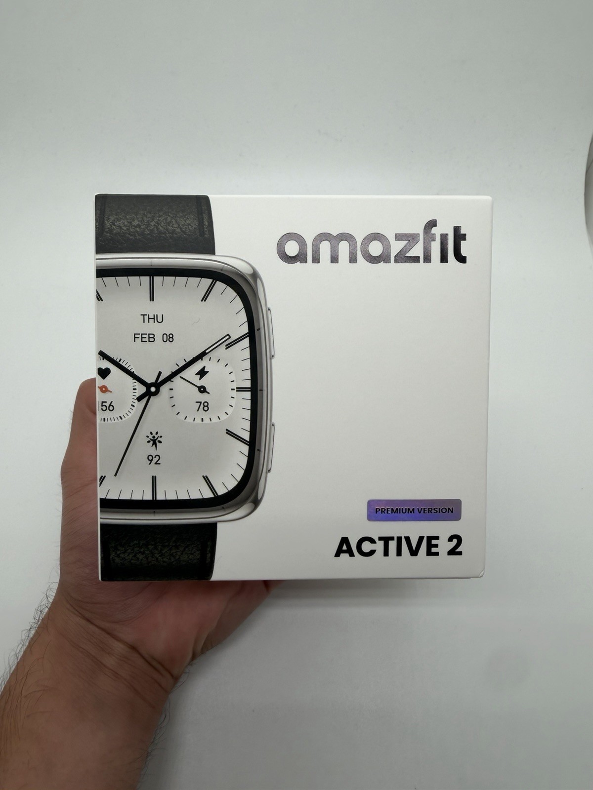 Amazfit Active 2 Square Smartwatch (Premium Version) w/ Black Leather Band