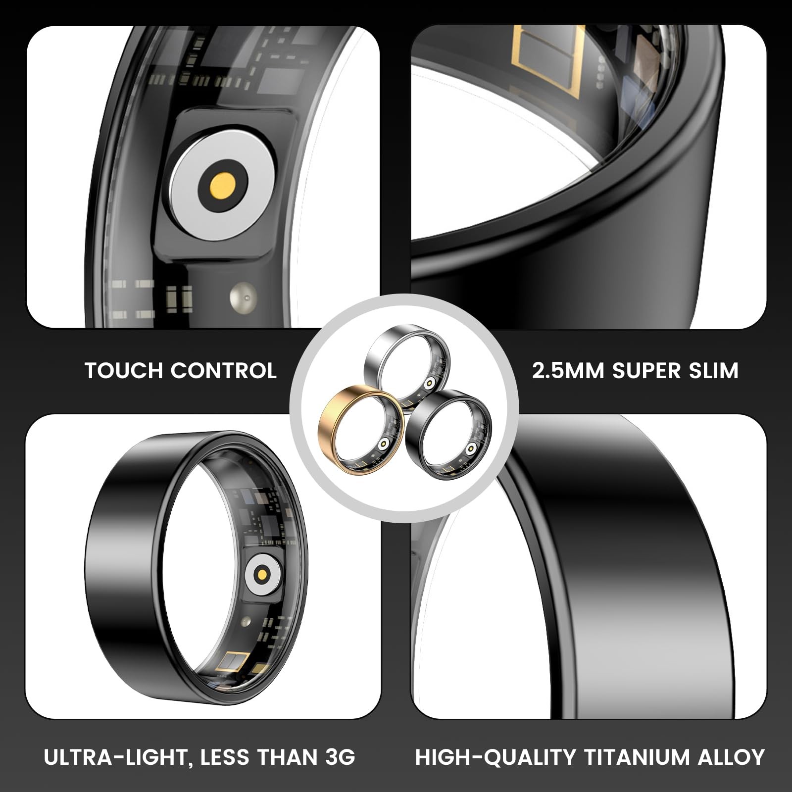 Smart Ring Health Tracker, Sleep&Exercise Monitor Heart Rate,Blood Oxygen,Fit…