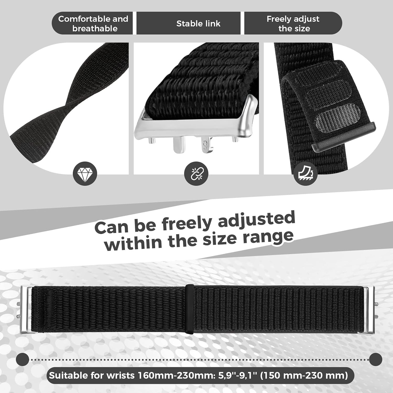 2PCS Nylon Strap Compatible with Samsung Galaxy Fit 3 SM-R390