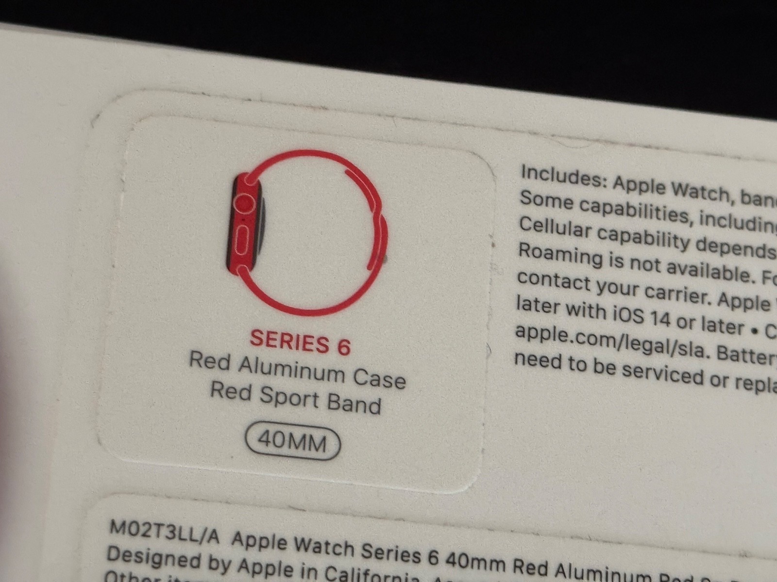Apple Watch Series 6 40mm (PRODUCT)RED GPS + Cellular – Used, Good Condition