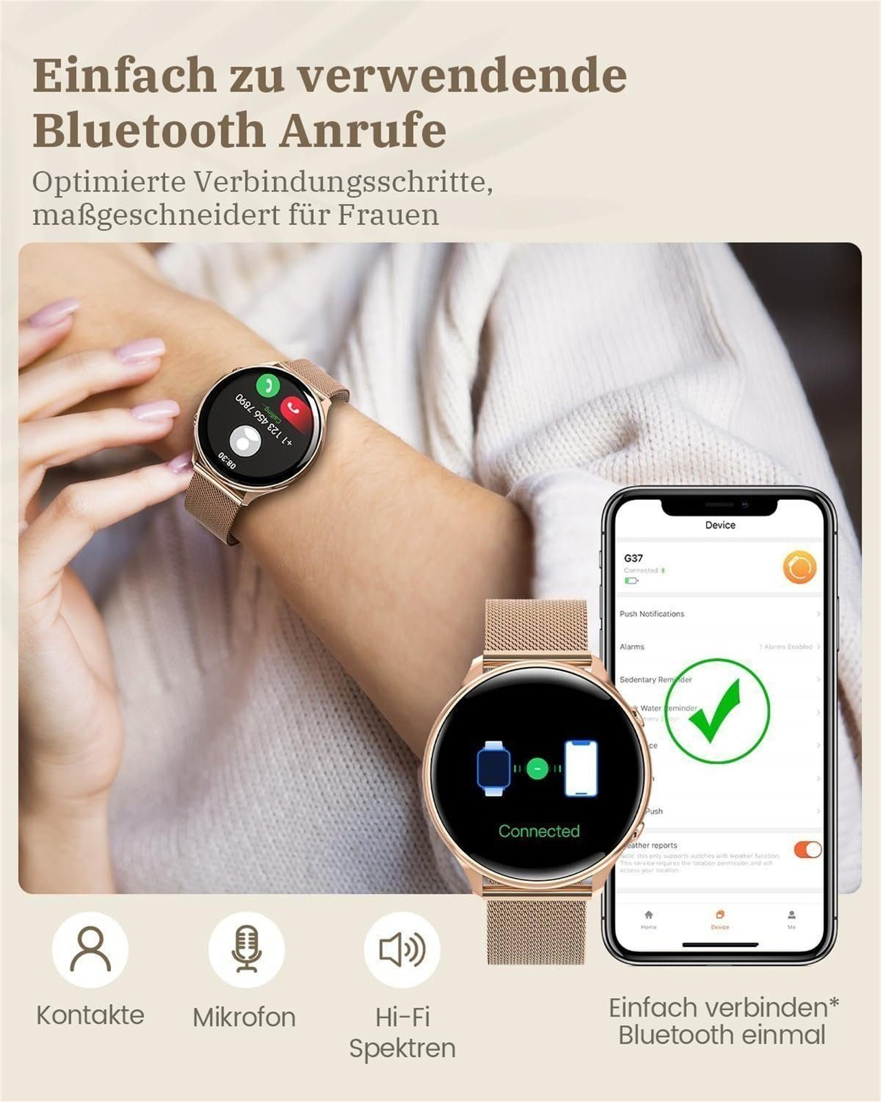 2024 Smart Watch For Women, Waterproof Smartwatch Bluetooth For iPhone Samsung✅