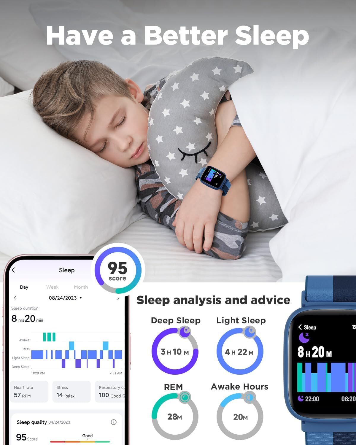 Smart Watch for Kids 1.8″ Fitness Tracker Watch Pedometer Puzzle Games for Kids