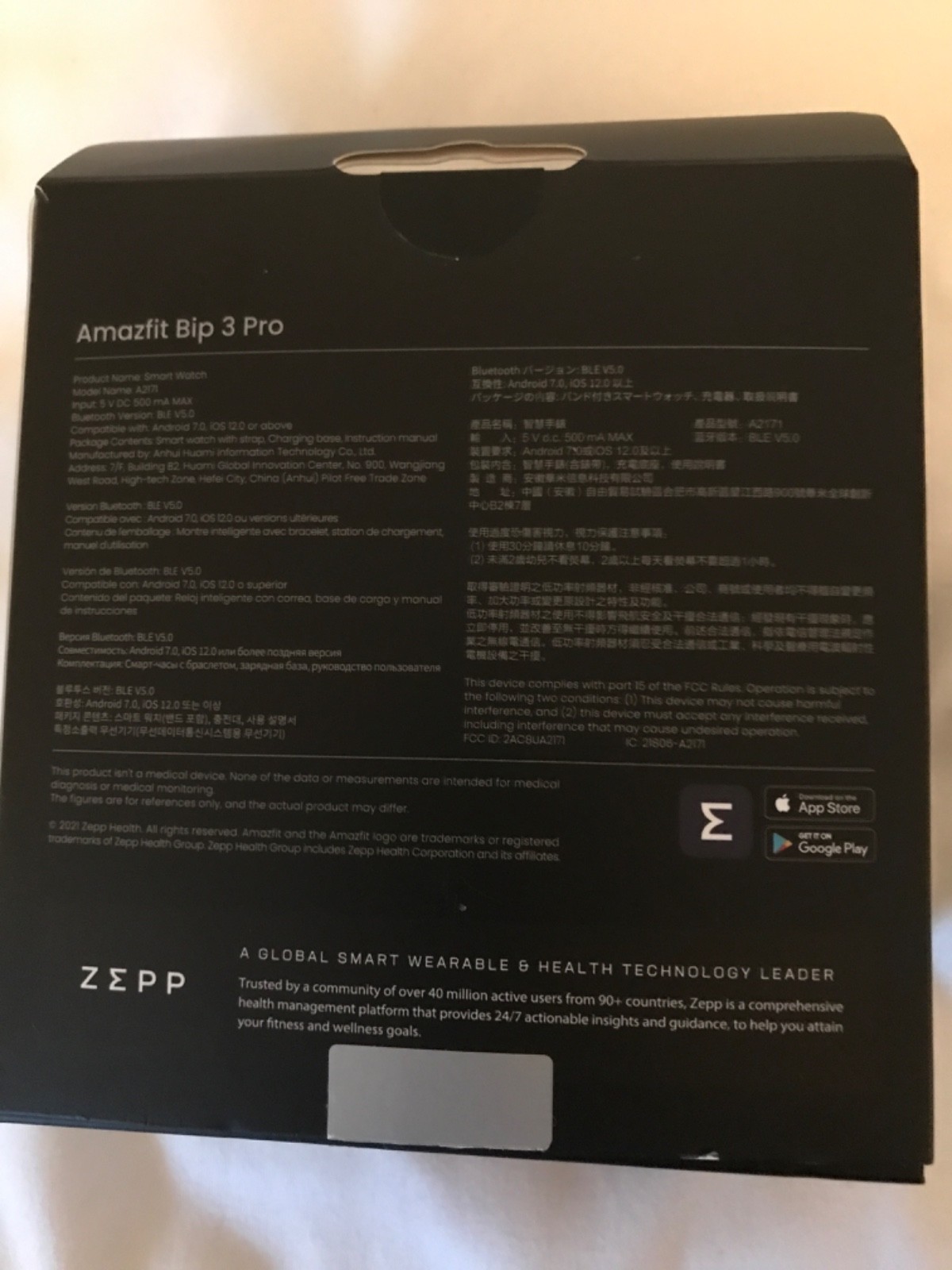 AMAZFIT Bip 3 Pro watch in black plays music, heart rate, alarm