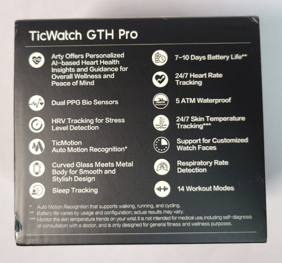 Ticwatch GTH Pro (CXB03) Smartwatch- Meteorite Black