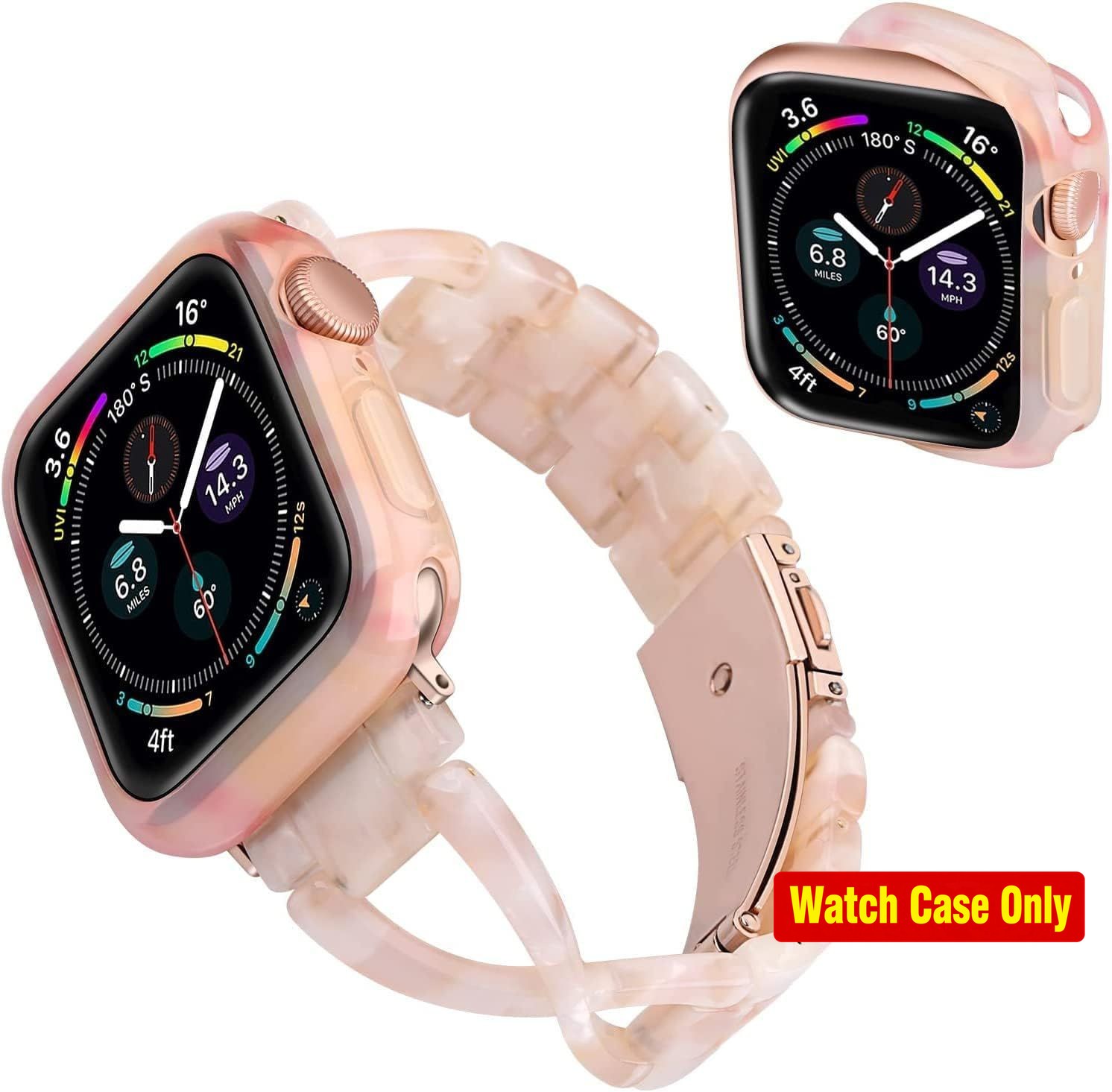 Resin Band Case for Apple Watch 38mm 40mm 41mm Women X-Link Sport Strap