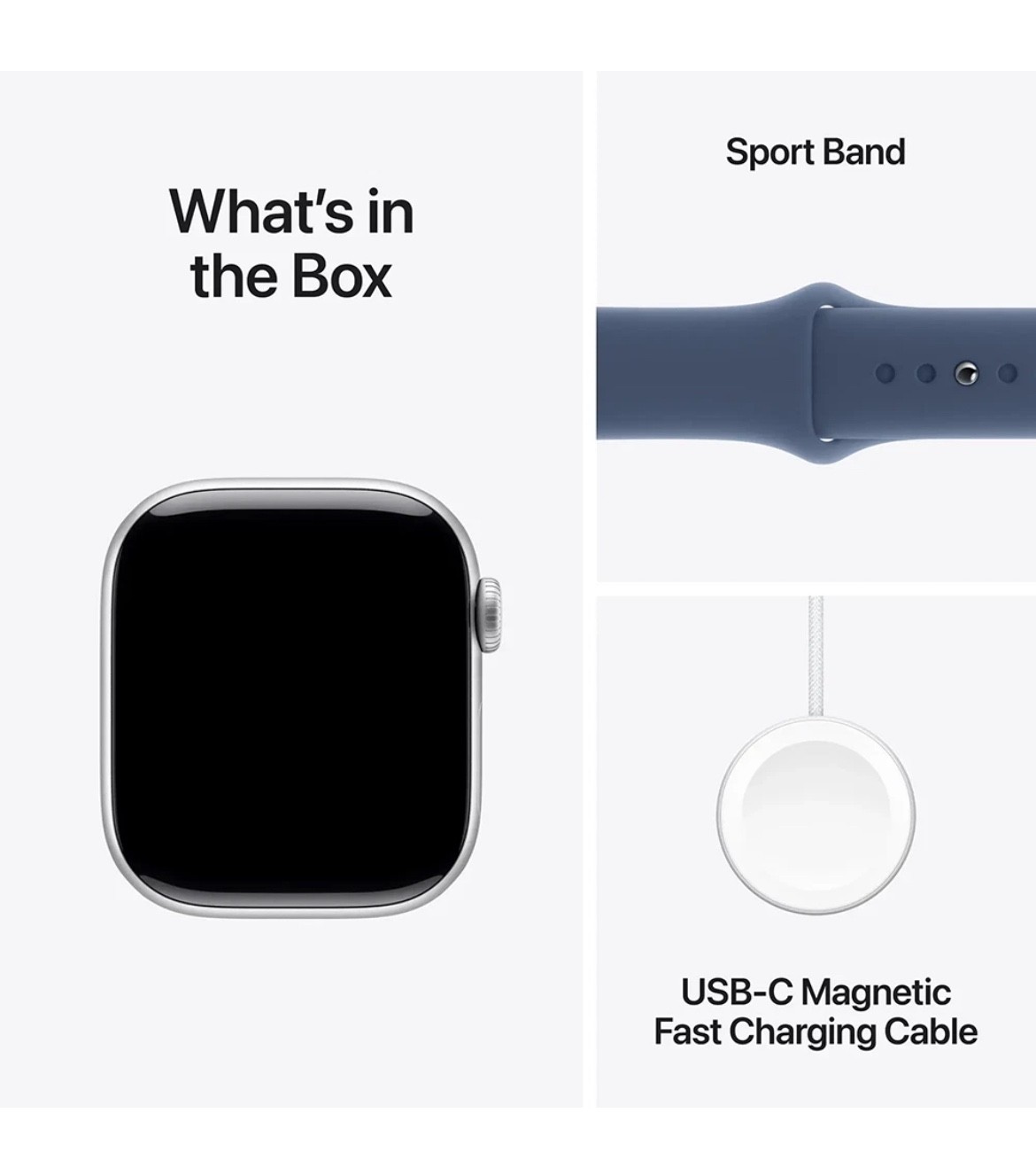 Apple Watch Series 10 (GPS) 42mm Silver Aluminum Case – Denim Sport Band S/M