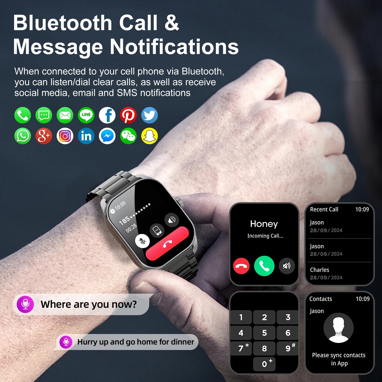 Karchilor 2024 Smart Watches For Men 2.01-inch curved screen Bluetooth call IP68