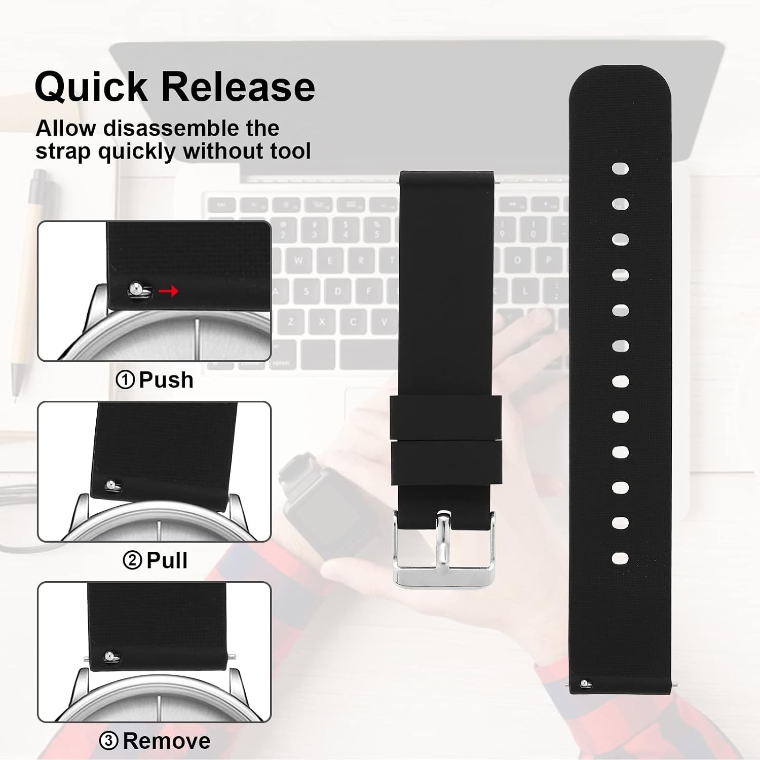 2 Pcs Silicone Strap Compatible with Smart Watch Sport Watch