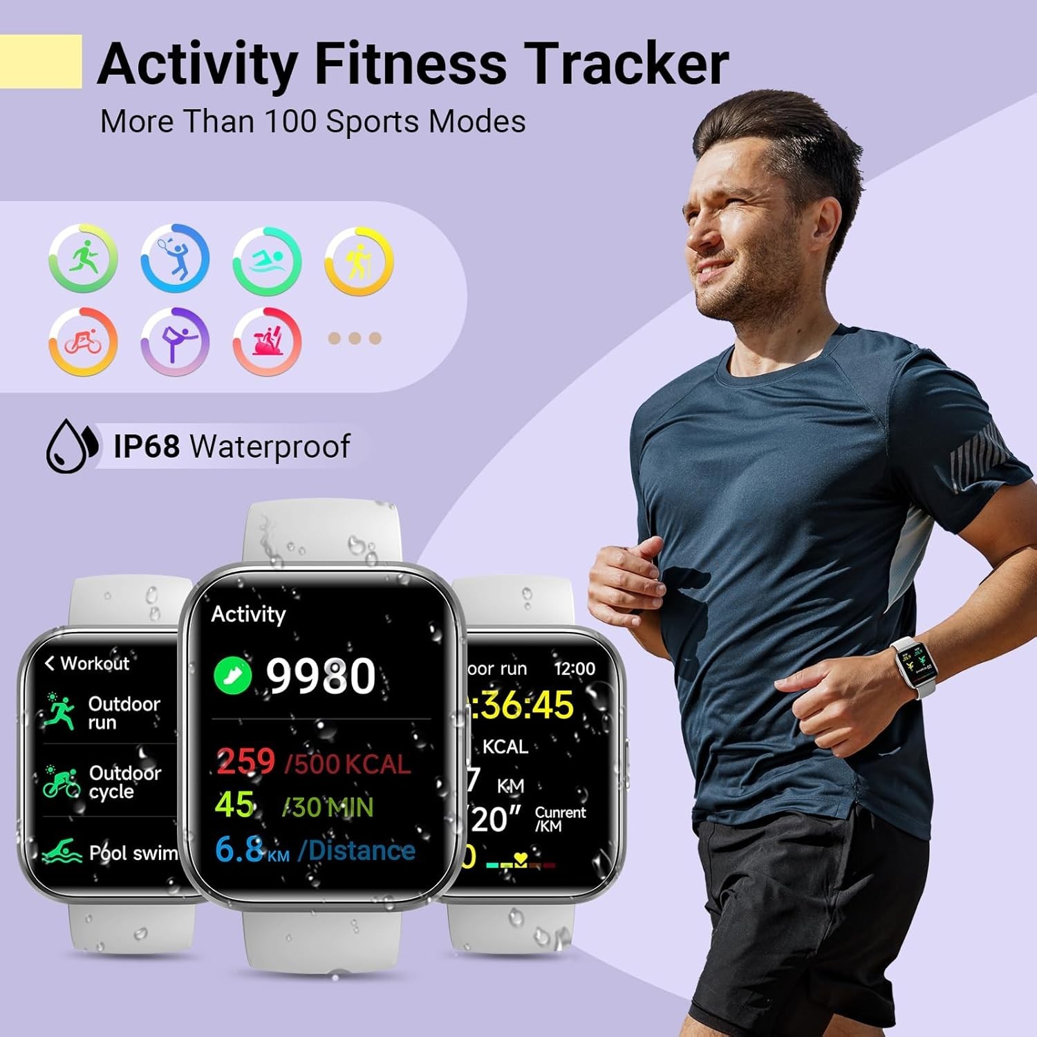 Beautiful 1.8” Fitness Tracker Smartwatch with Alexa – Compatible with iPhone