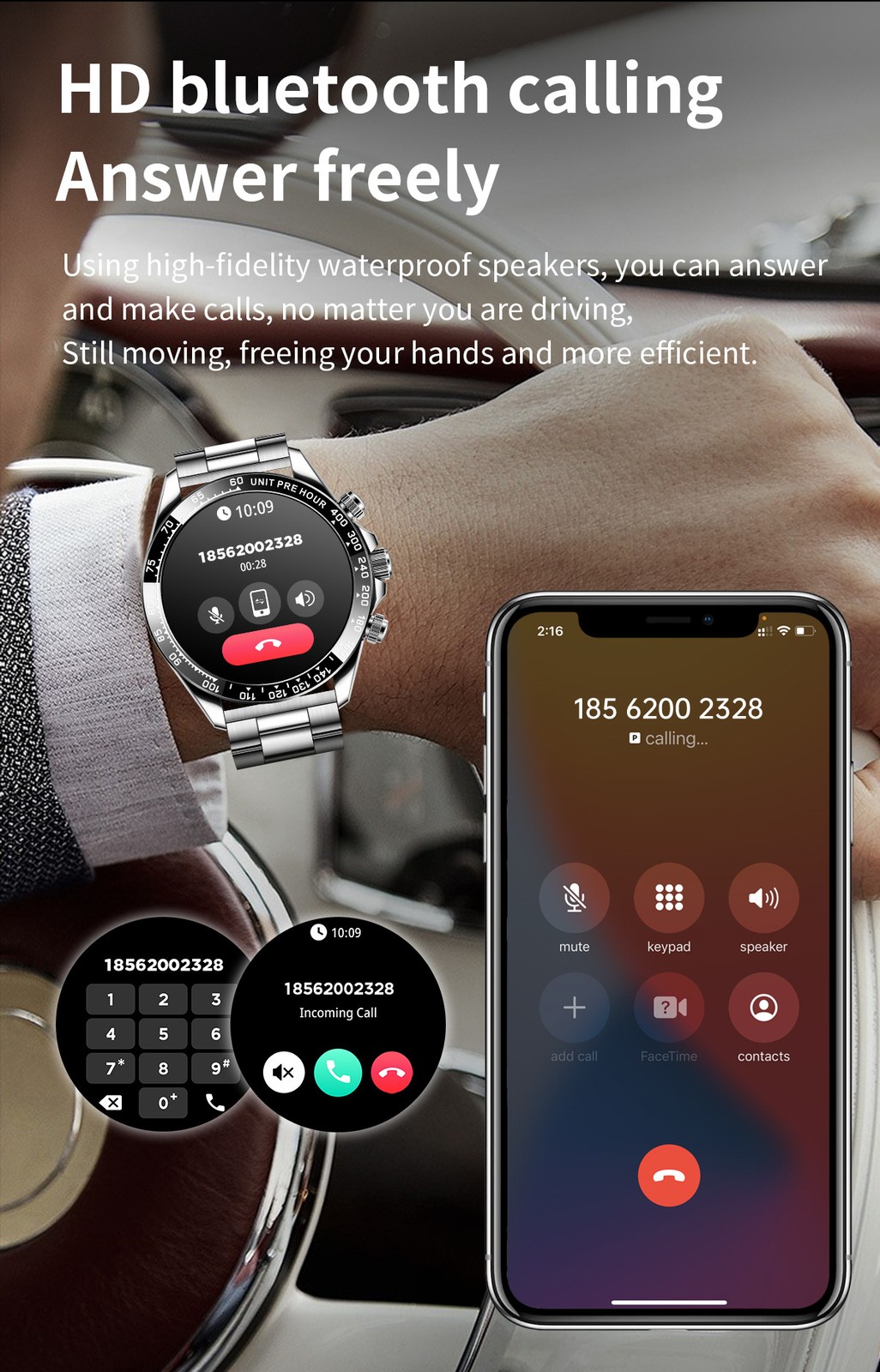 Men Smart Watch 1.43″ AMOLED Screen Bluetooth Call Stainless Steel Luxury Sport