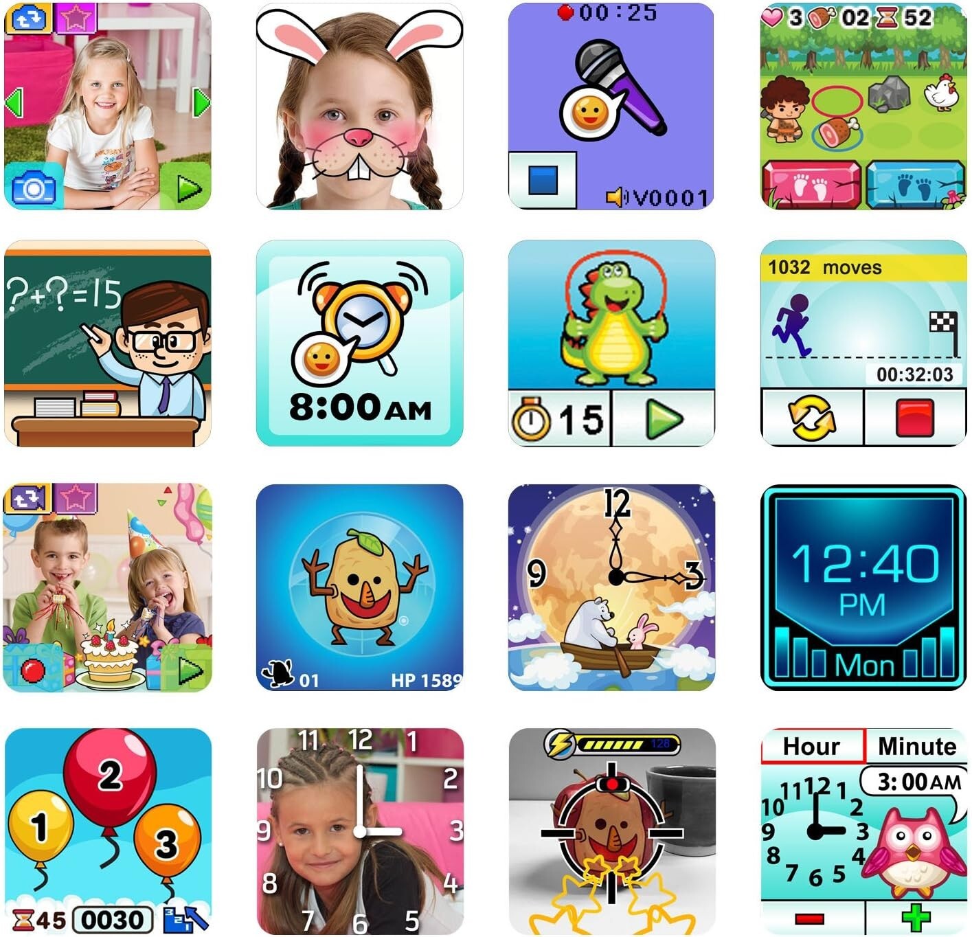 Reloj inteligente para niños (embalaje anti-frustración) diseño apto para niños