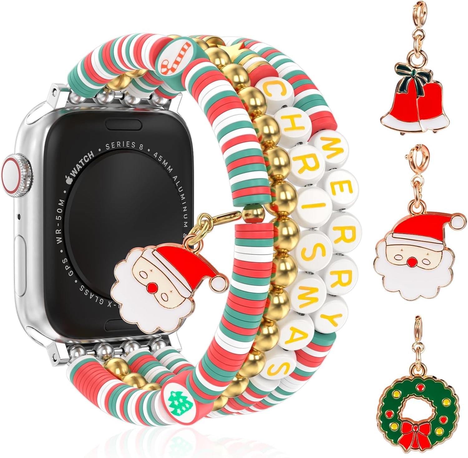 Beaded Bracelet Band for Apple Watch Ultra 49mm 46mm 45mm 42mm 41mm 40mm 38mm