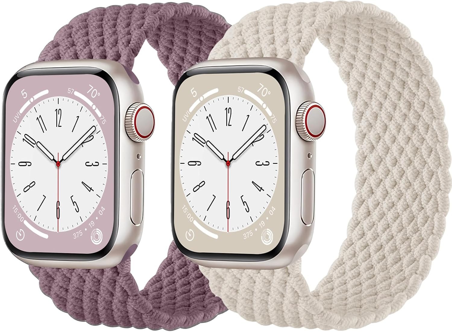 2 Pack Braided Solo Loop Strap Compatible with Apple Watch 40mm 41mm