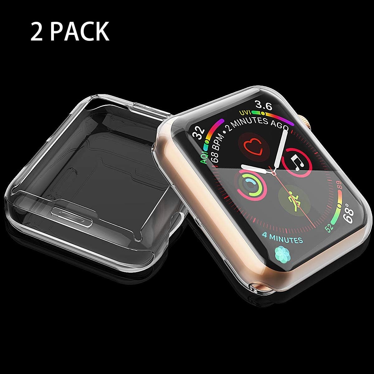 Transparent 2-Pack 44mm Case for Apple Watch SE 3 (2025) / Series 6 / 5 Protecto
