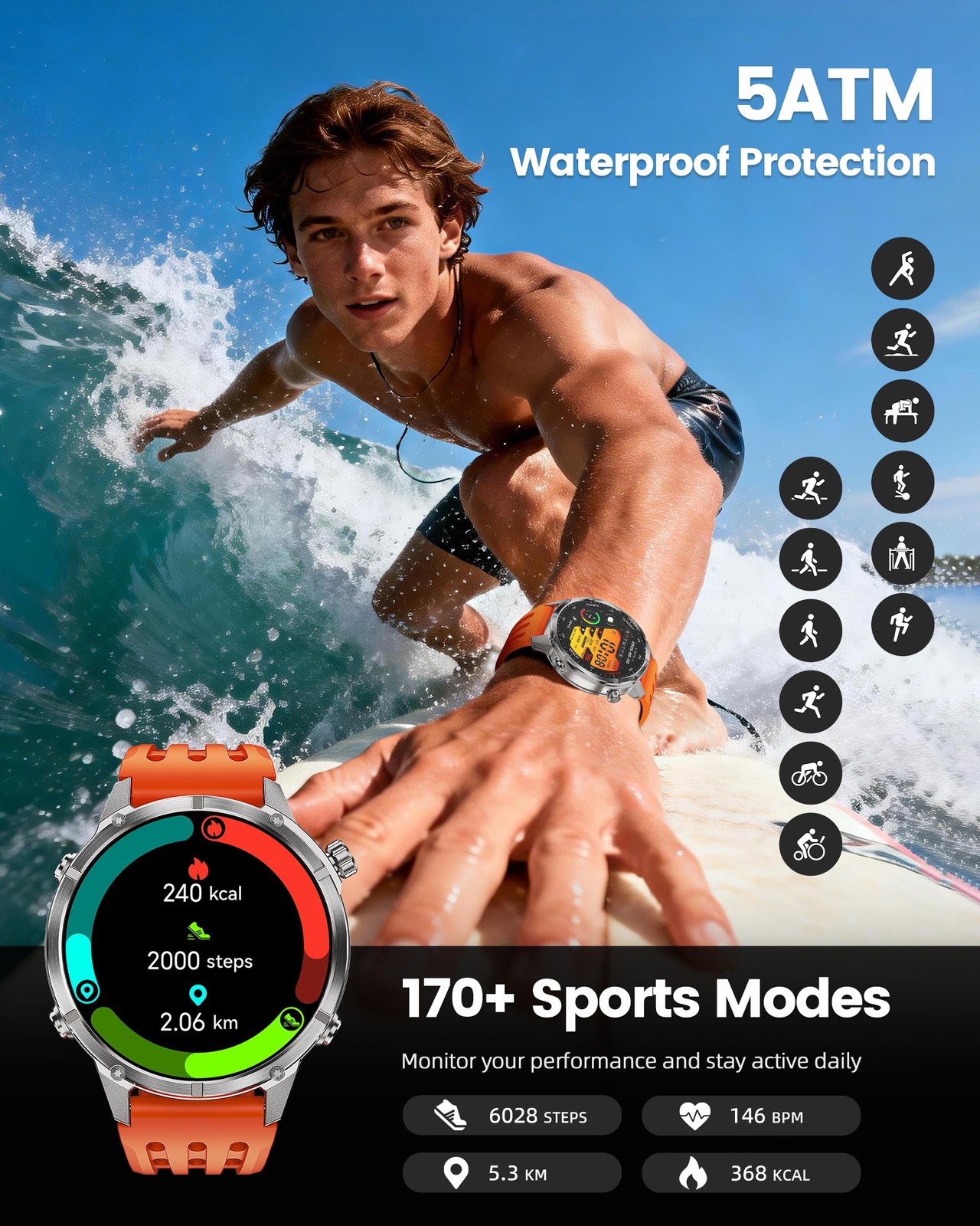 Walkerfit Gps Smart Watch For Men Multi-Satellite Positioning Full Metal Body