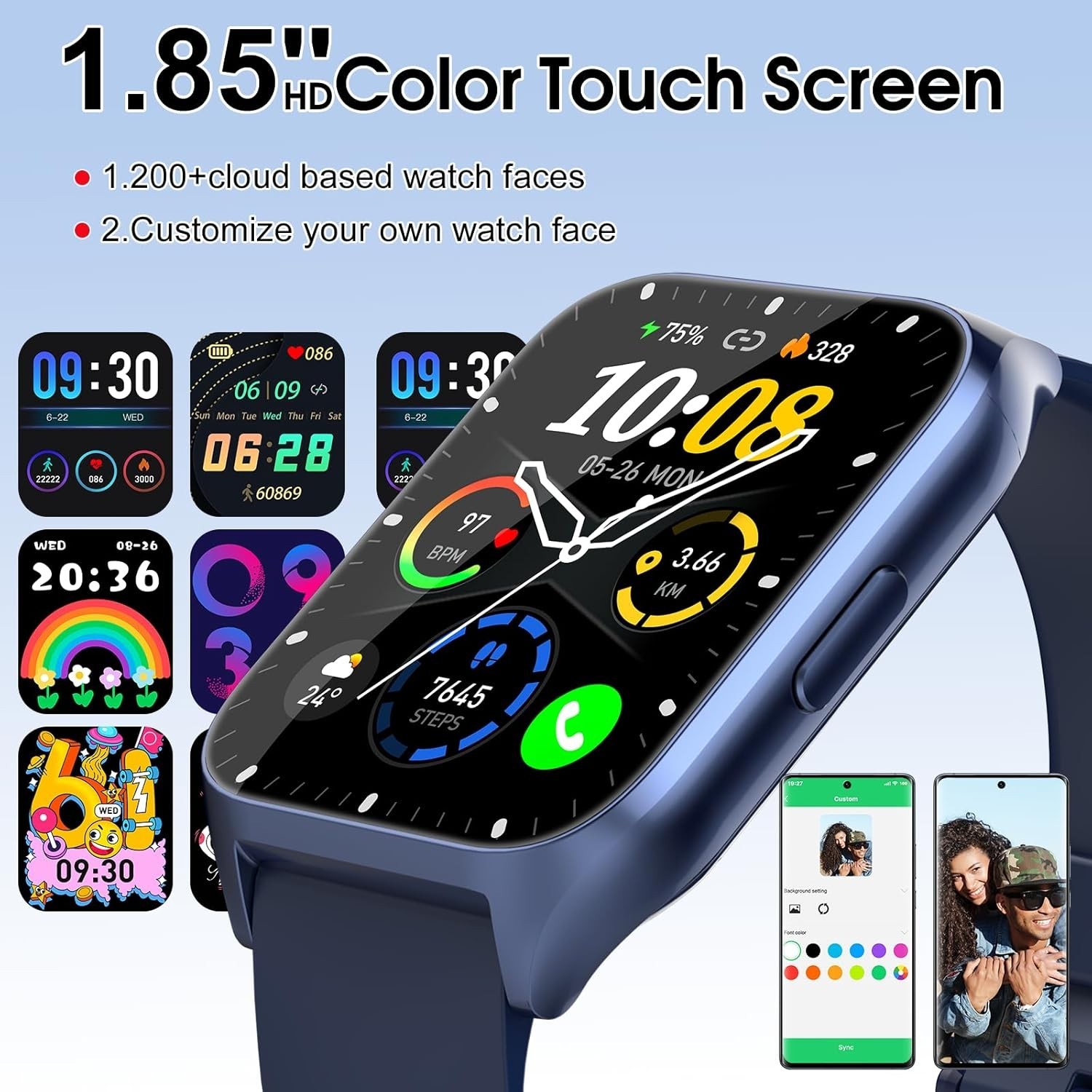 Women’s Men’s Smart Watch Waterproof for Samsung Android and Bluetooth.NEW
