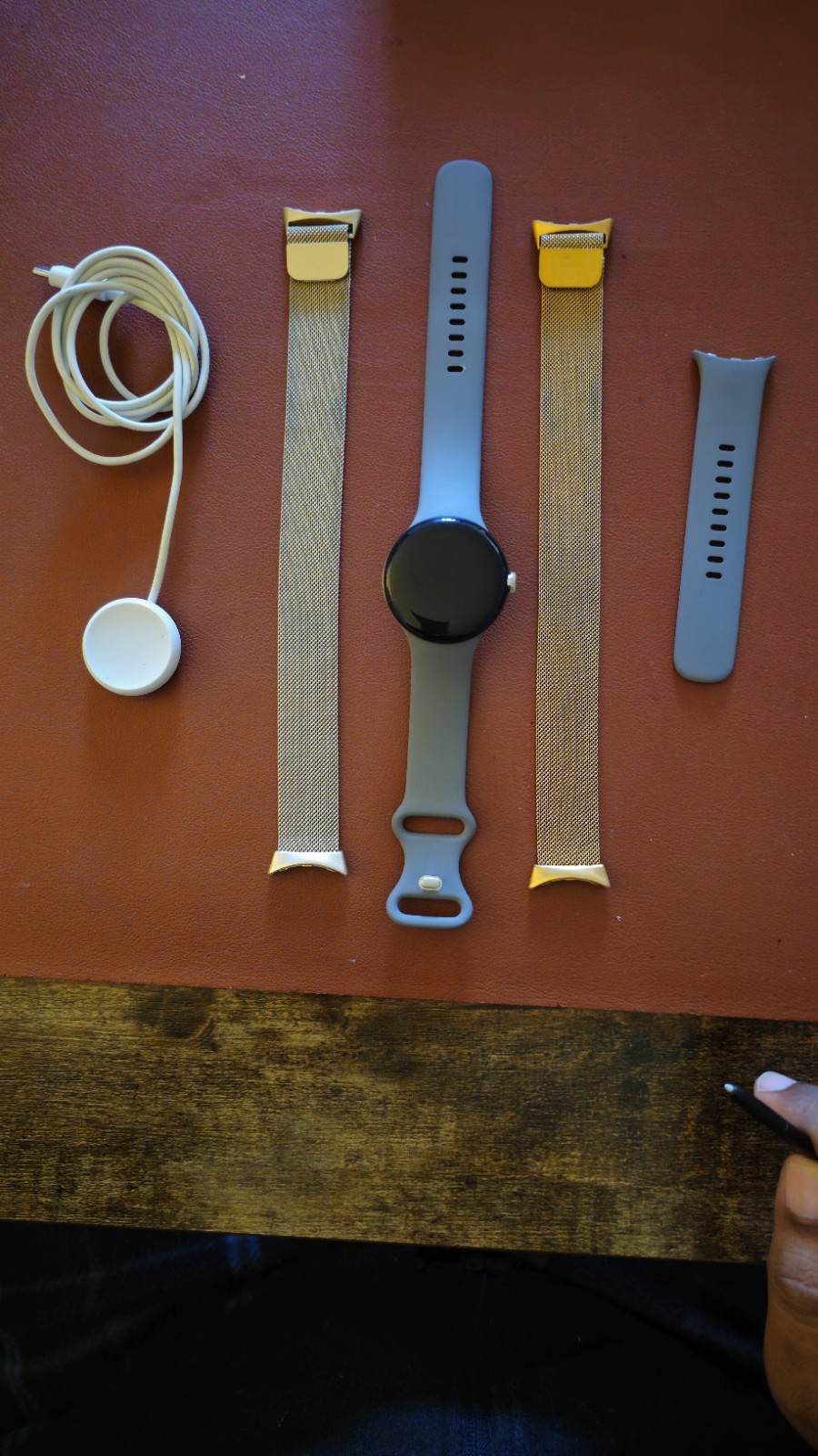 Google Pixel Watch 41mm Polished Silver Stainless Steel w/ Band and Two Extra