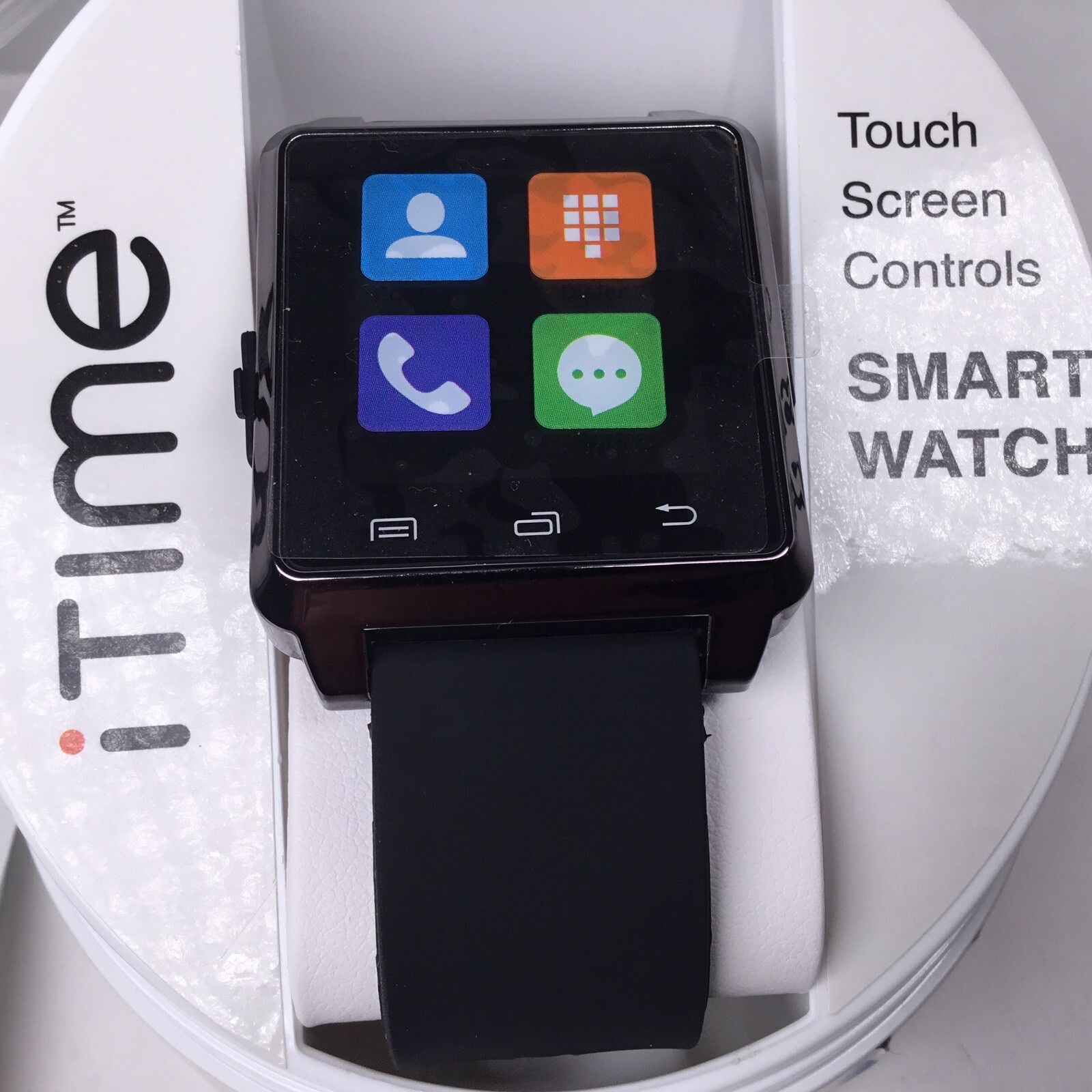 iTime Smart Watch Black Silicone Band Touch Screen Control For Android. NOB