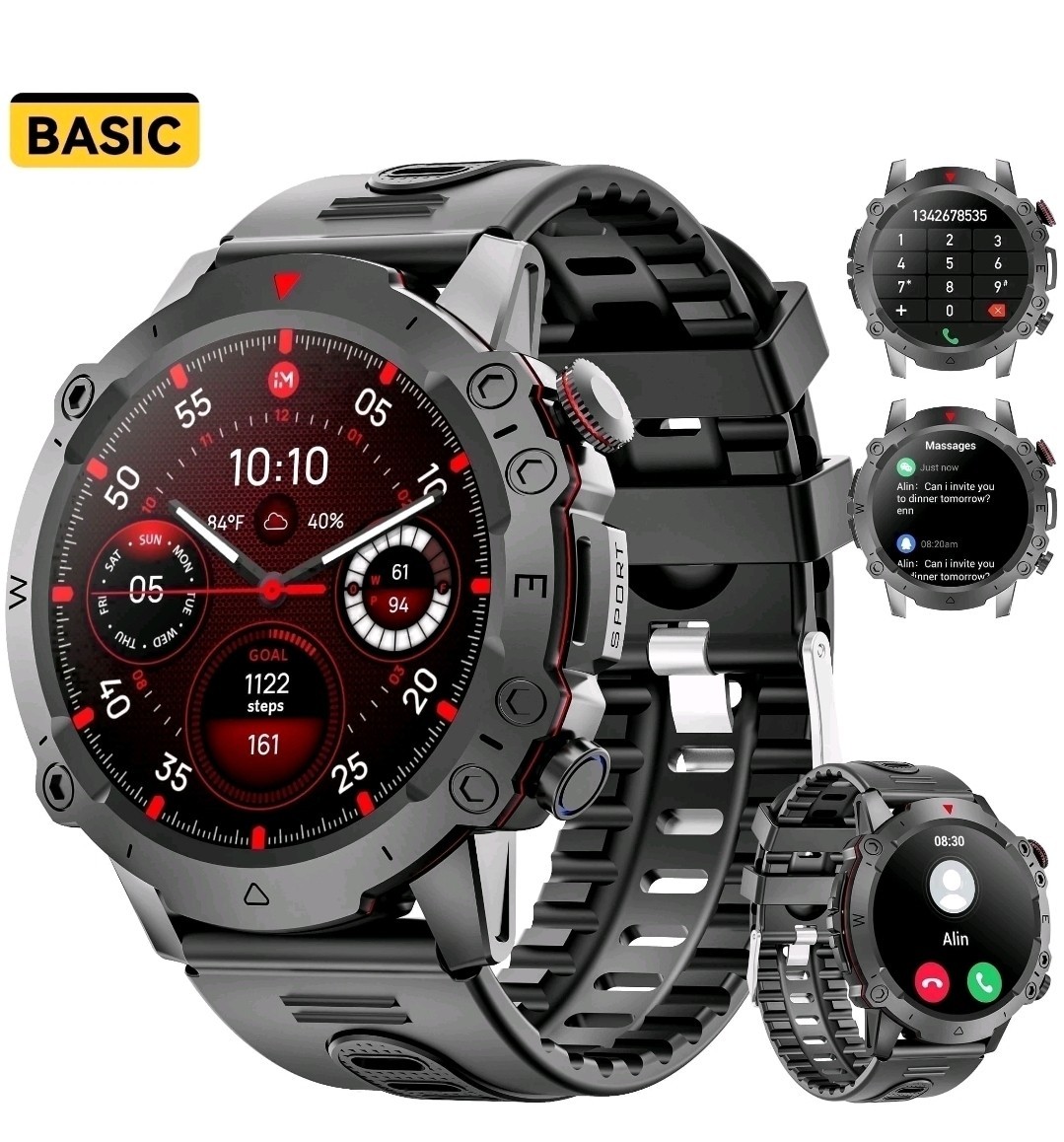 Best Militay Smart Watch, 1.46″ HD Smart Watch for Men Zinc Alloy Case, with