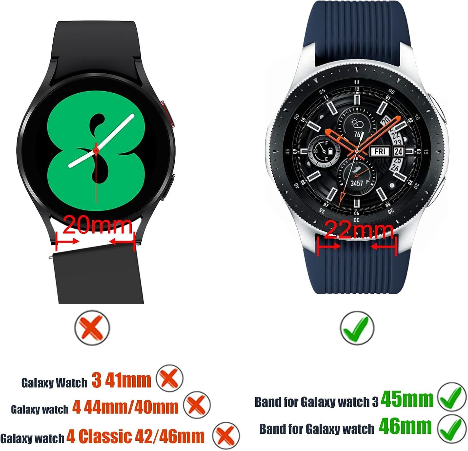 Silicone Watch Band 3 Pack for Samsung Galaxy Watch 3 45mm, Gear S3 Frontier
