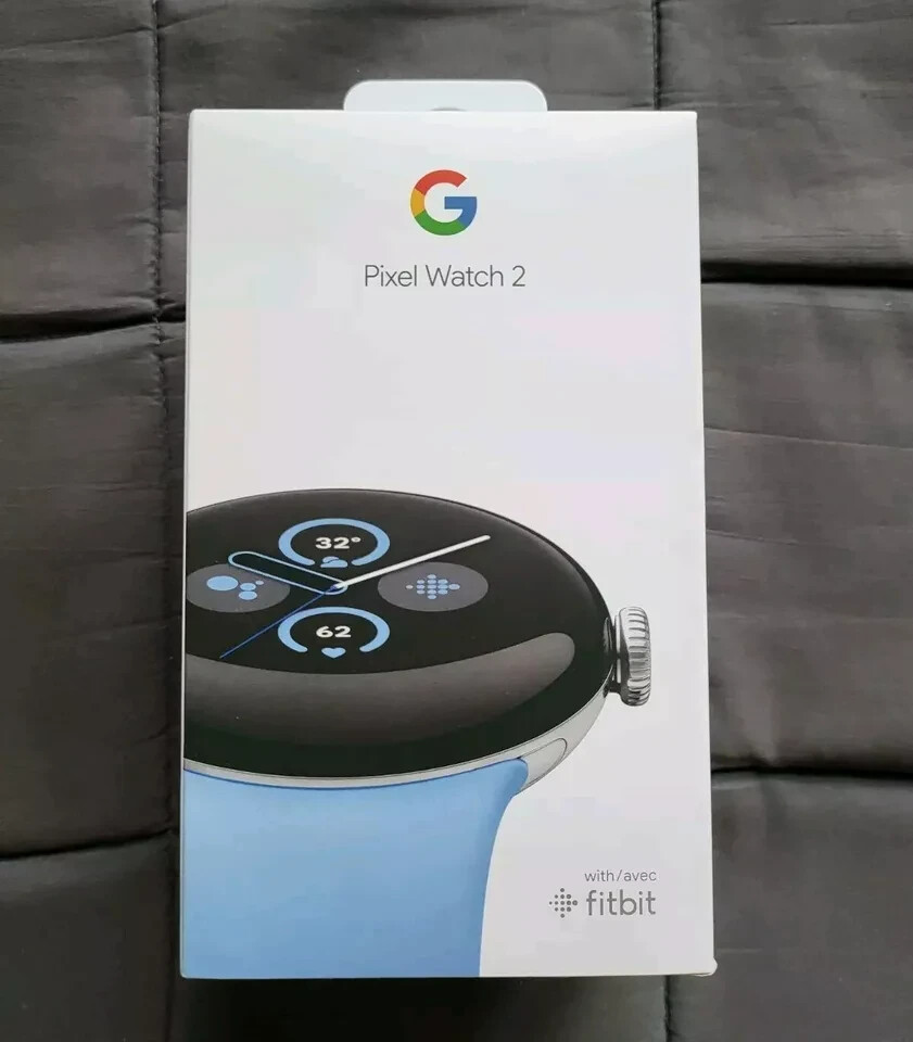 Brand New Google Pixel Watch 2 Wi-Fi 41mm Silver Aluminum Case with Blue Band