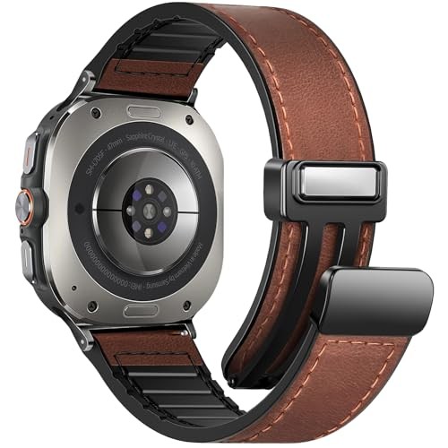 Leather Strap/Band Compatible with Samsung Watch Ultra 47mm Magnetic Buckle Wome