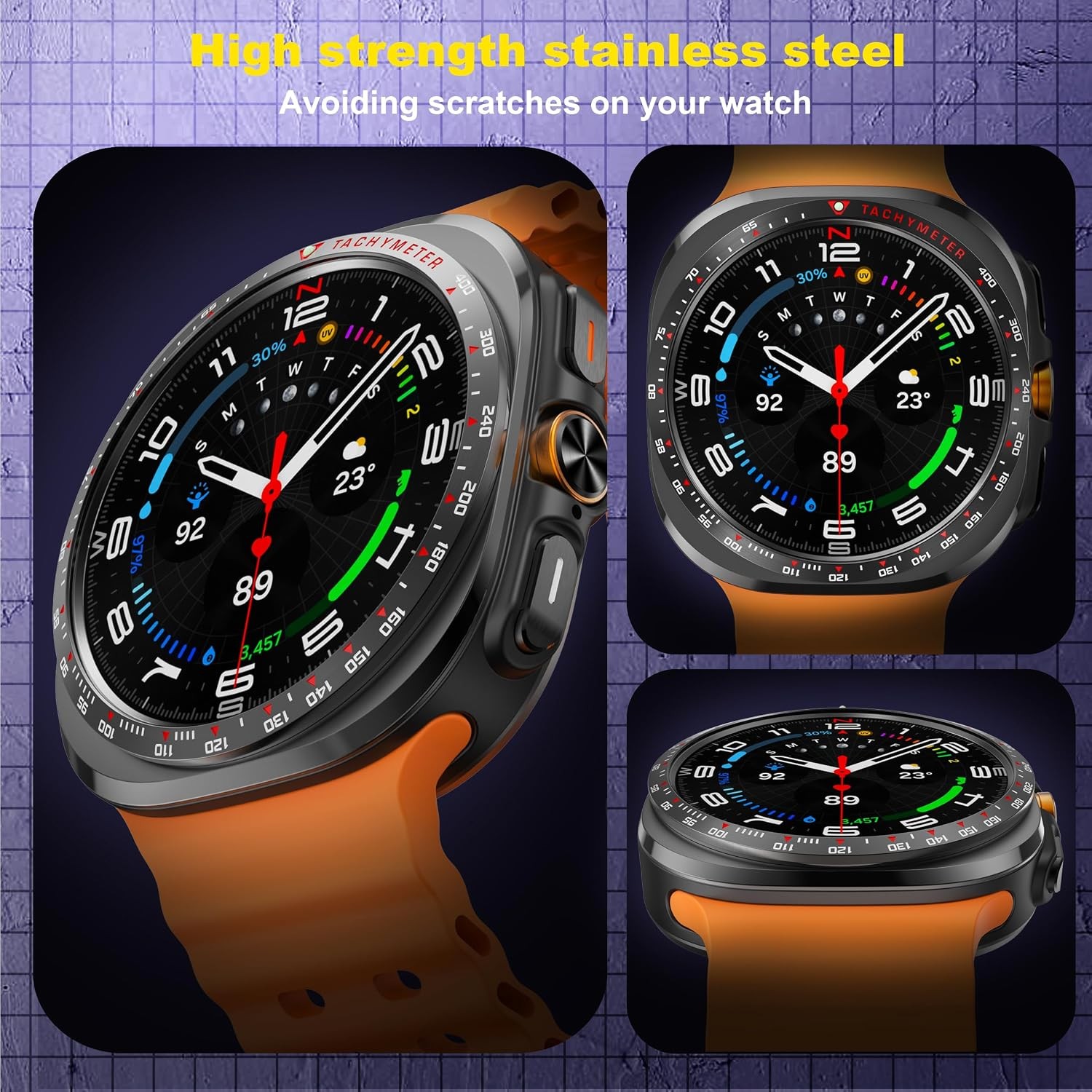 Aluminum Metal Bezel Cover for Samsung Galaxy Watch Ultra 47mm with Screen Prote