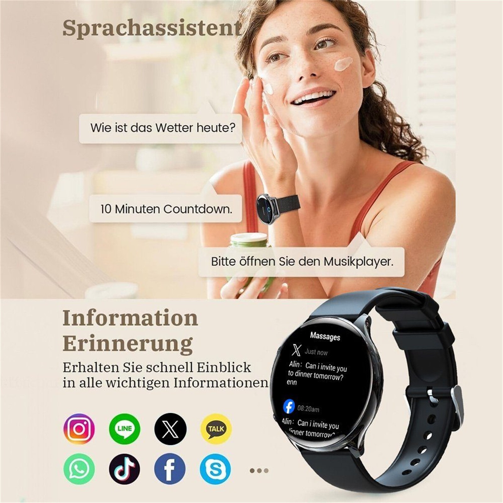 2024 Smart Watch For Women, Waterproof Smartwatch Bluetooth For iPhone Samsung✅