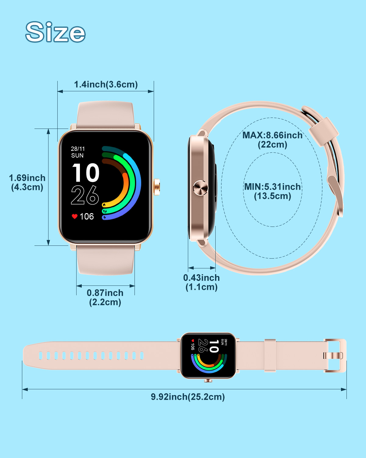 Smart Watch For Men/Women, Waterproof Smartwatch Bluetooth iPhone Android