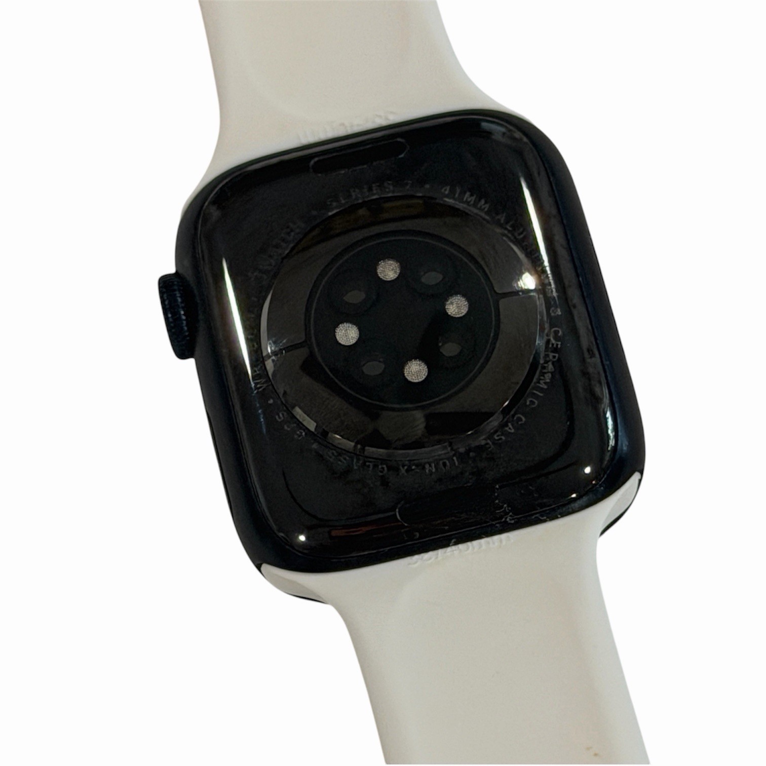 Apple Watch Series 7 41mm Midnight Black White Band No Scratches On Face A2473