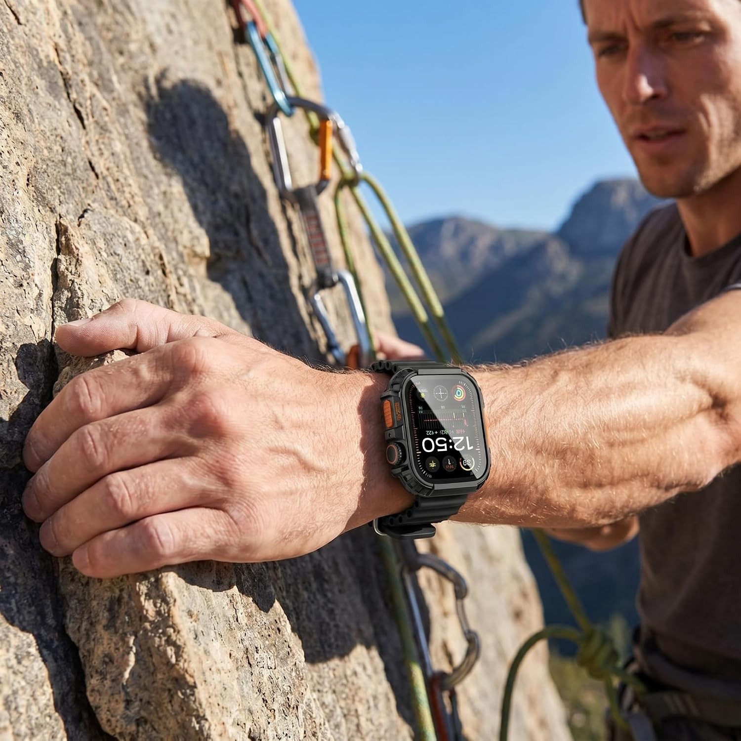 2 Pack Rugged Case for Apple Watch Series 9 45mm with Tempered Glass Protector