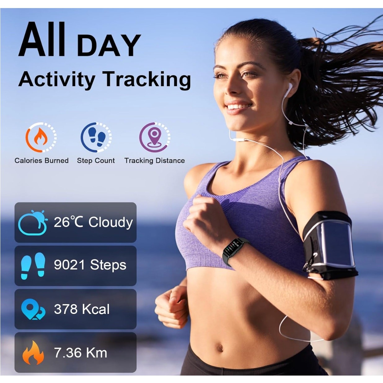 NIB Soudorv P97 Smart Watch Fitness Tracker Android 1.57” HD IP68 Waterproof