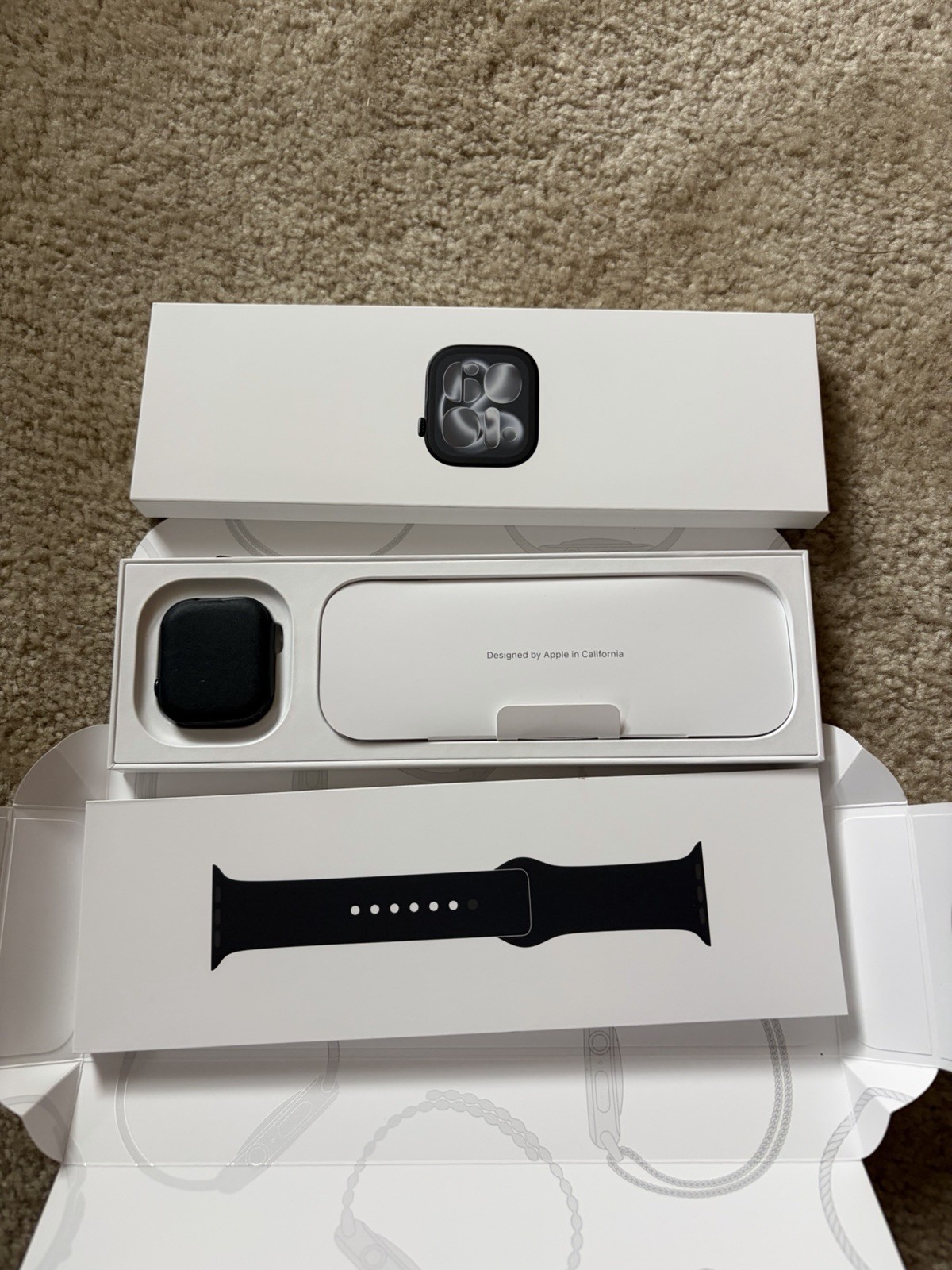 Apple Watch Series 11 42mm GPS Jet Black Case w Black Sport Band S/M GPS