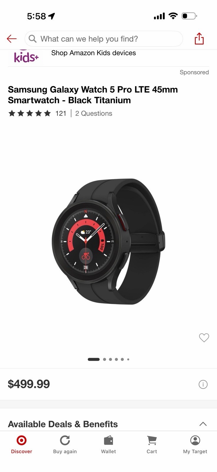 Samsung Galaxy Watch 5 Pro Wi-Fi BT 45mm Black Titanium Watch SM-R920NZKAXAA