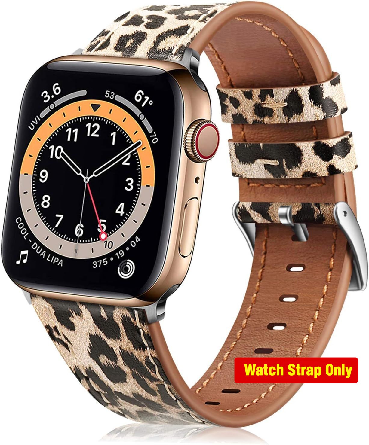 Soft Genuine Leather Strap Compatible with Apple Watch 38mm, Adjustable