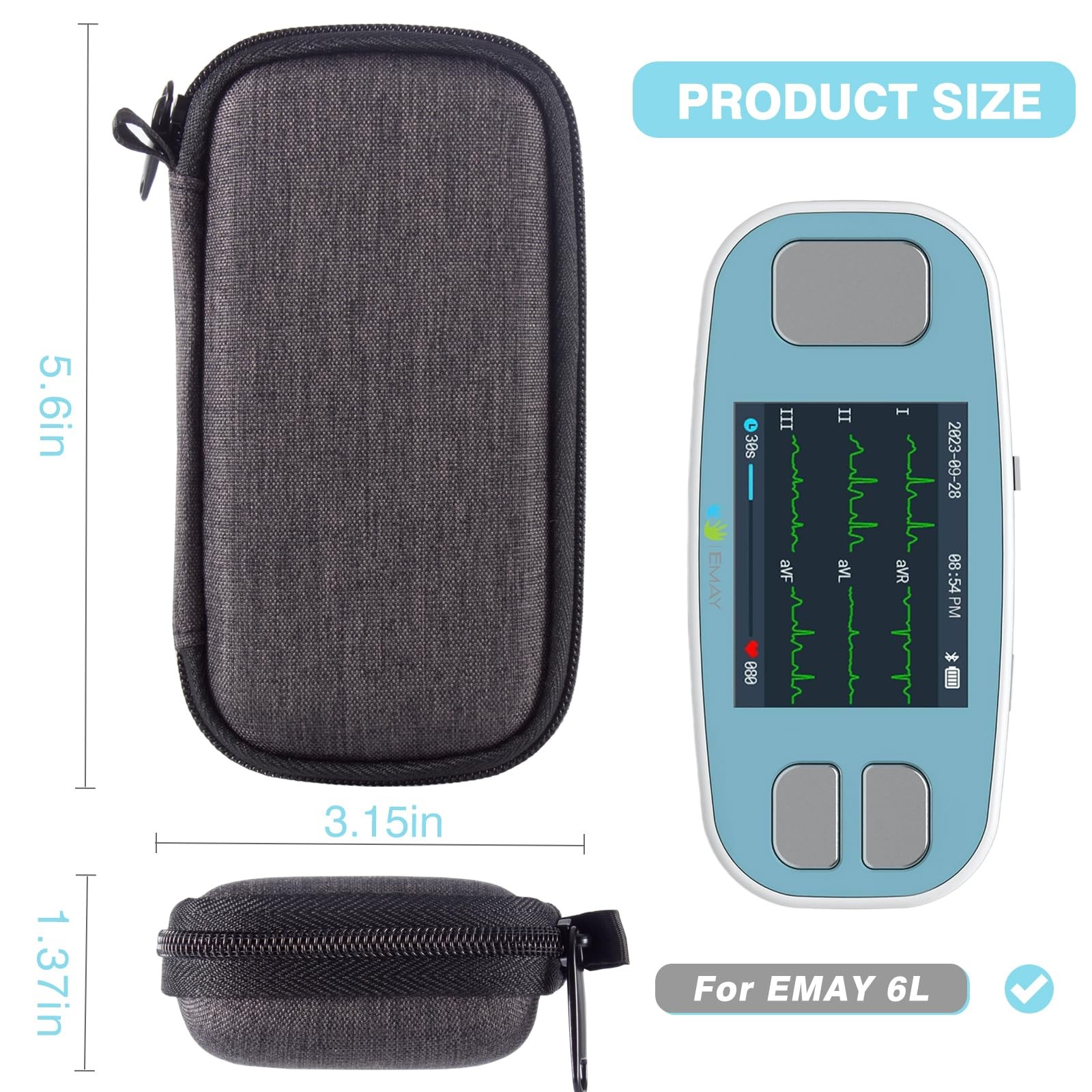 Hard Case Compatible with EMAY 6L Portable ECG Monitor,Scratch and Fall Resis…