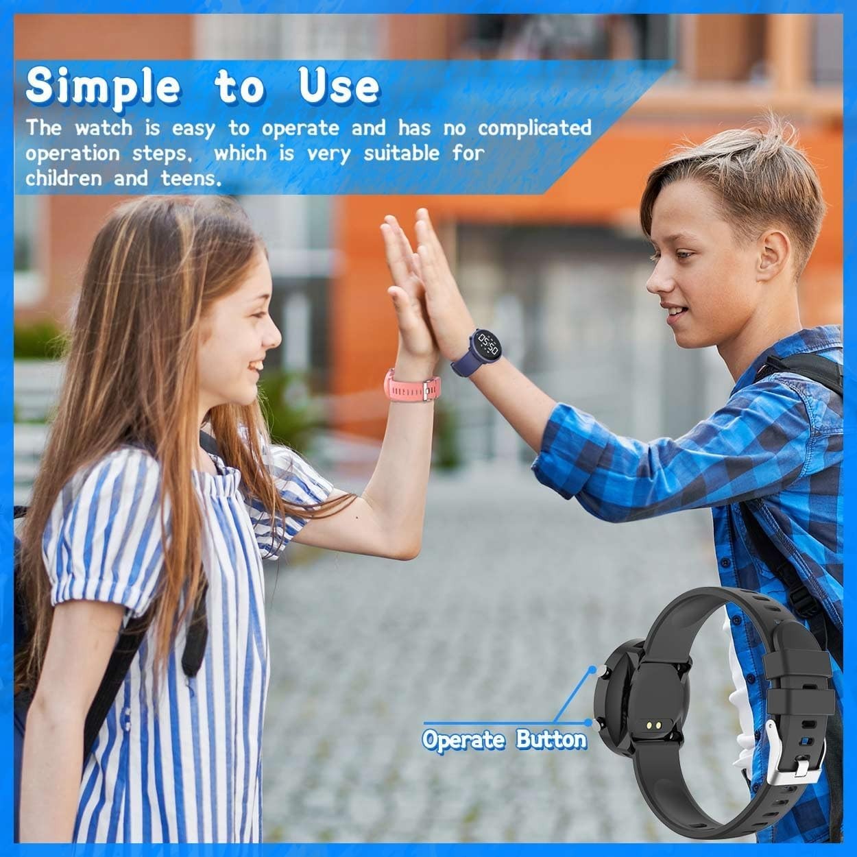 Kids Waterproof Digital Fitness Tracker Watch with Multi-Function Features