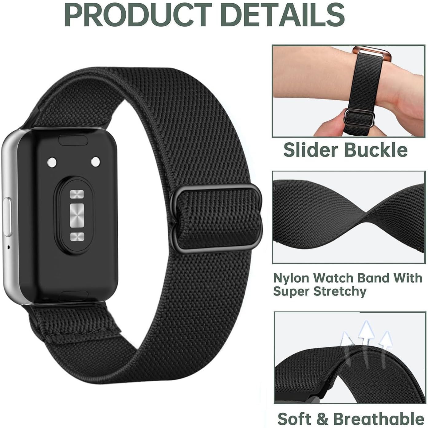 Stretchy Nylon Strap Compatible with Samsung Galaxy Fit 3 SM-R390