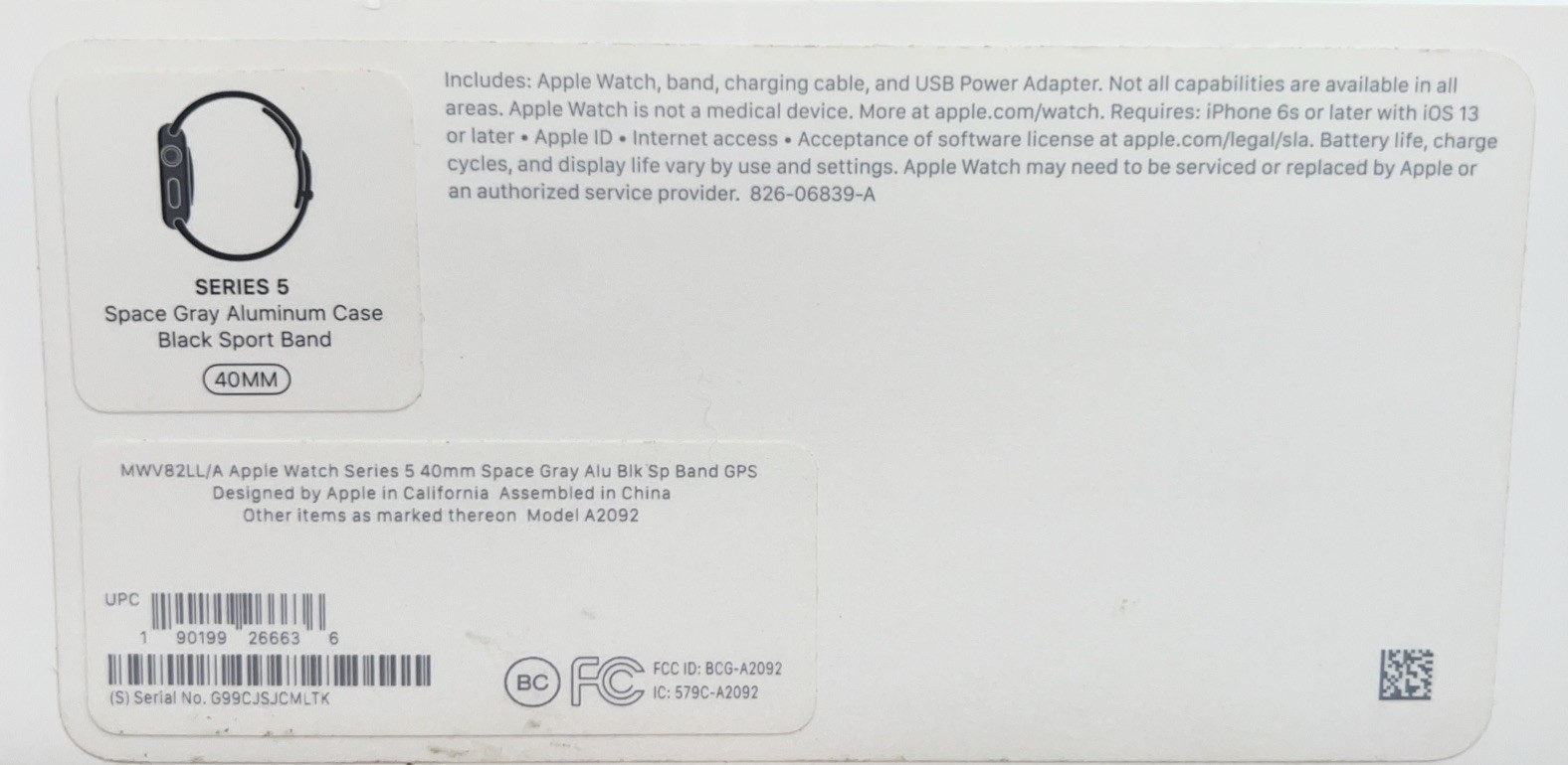 Apple Watch Series 5 40mm Space Gray Aluminum Case With Extra Apple Band
