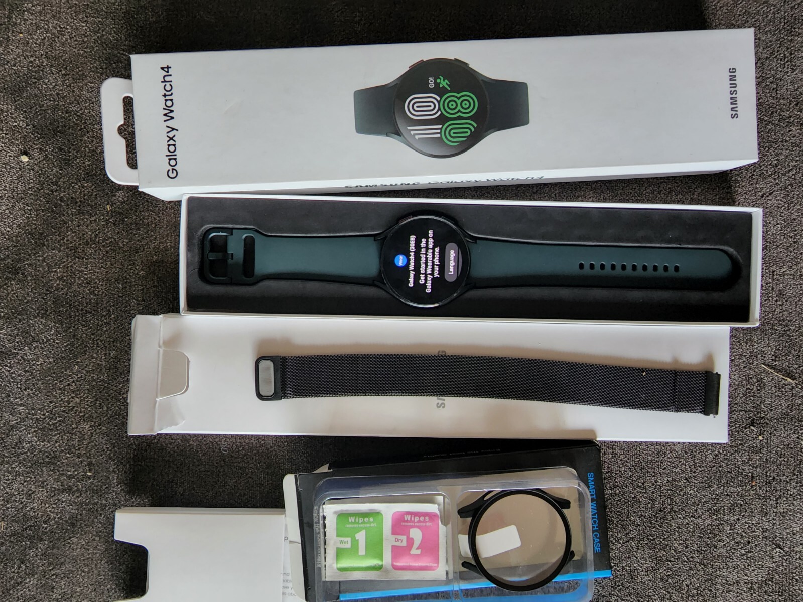 Samsung Galaxy Watch4 SM-R875 44mm Aluminum Case with Sport Band – Green…