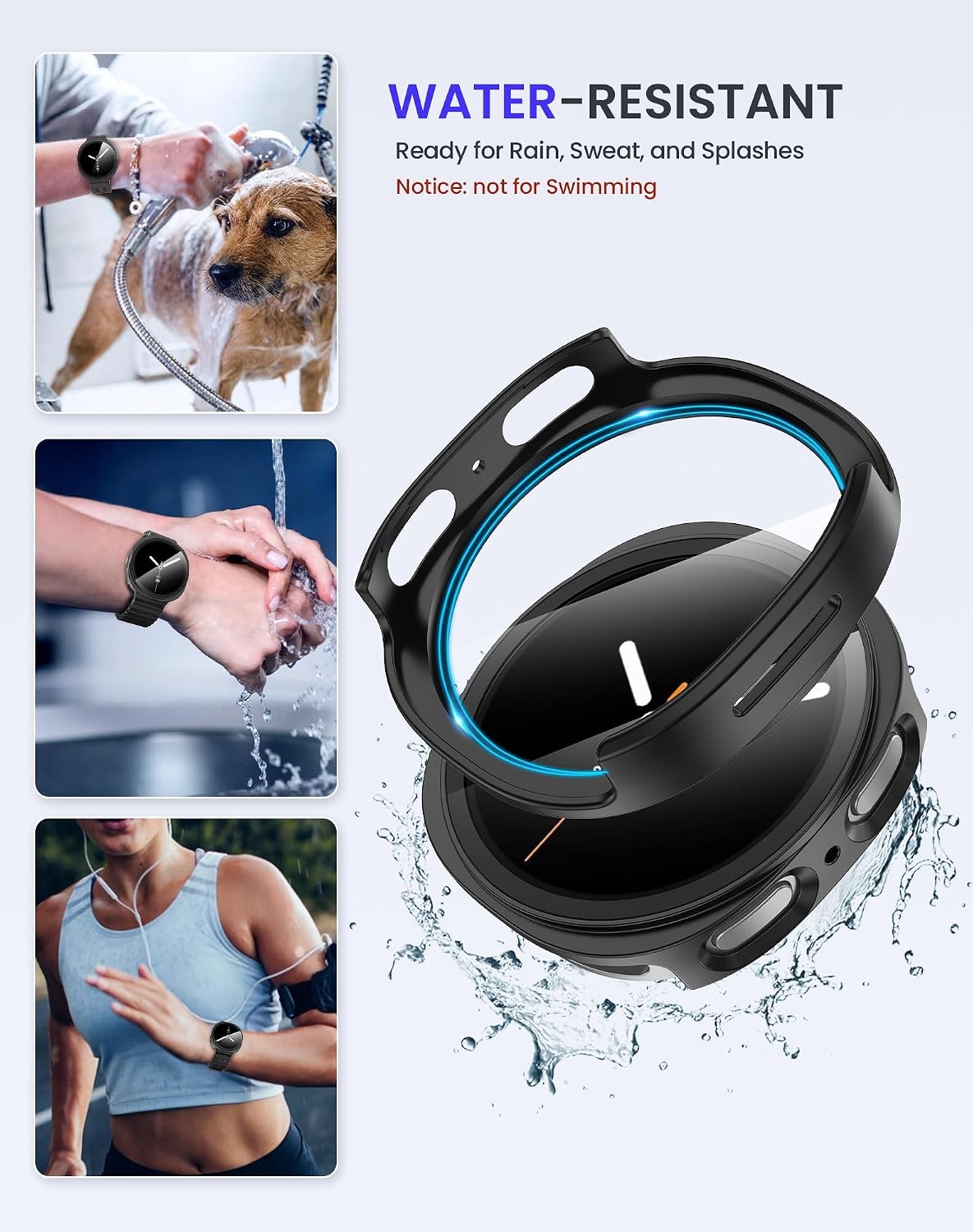 Case for Samsung Galaxy Watch 8 44mm Waterproof, Touch-Responsive, 1-Pack