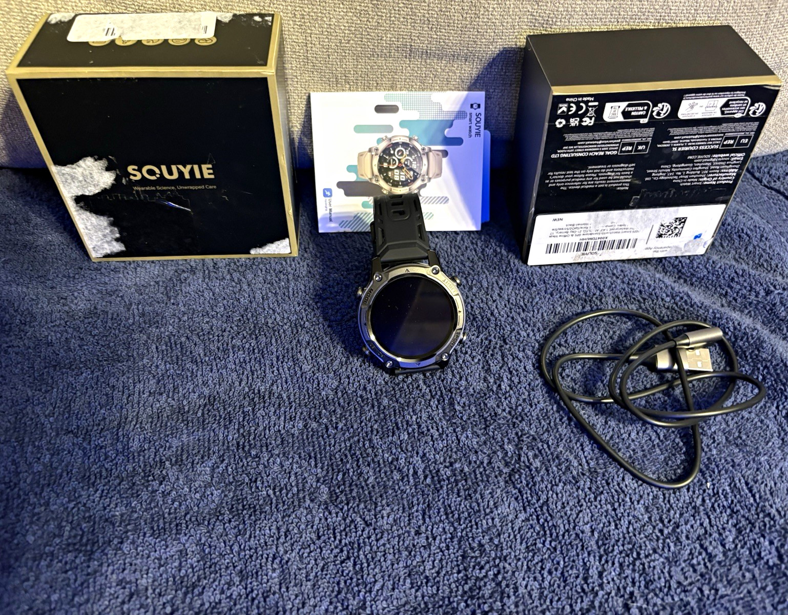 SOUYIE H66 Smartwatch 46mm Black Metal Case Silicone Band Android/iOS BT Box