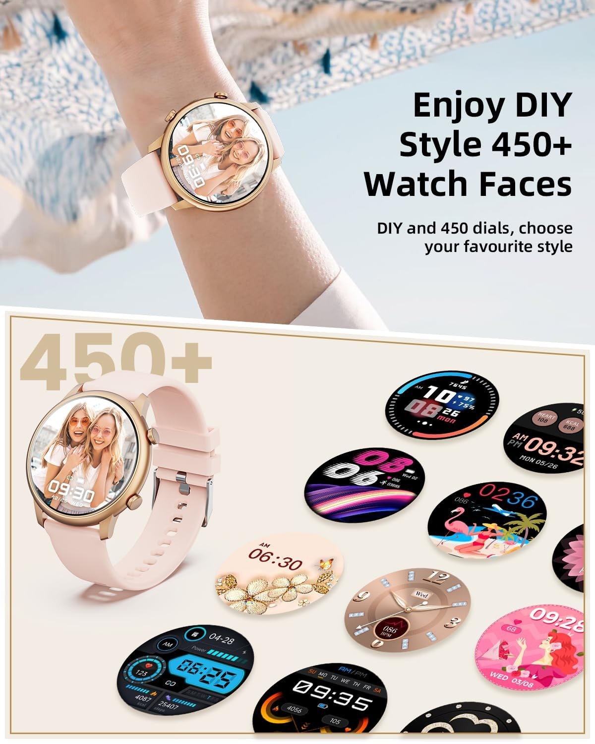 Smart Watches for Women Android Phones iPhone Compatible(Bluetooth Call),1.39…