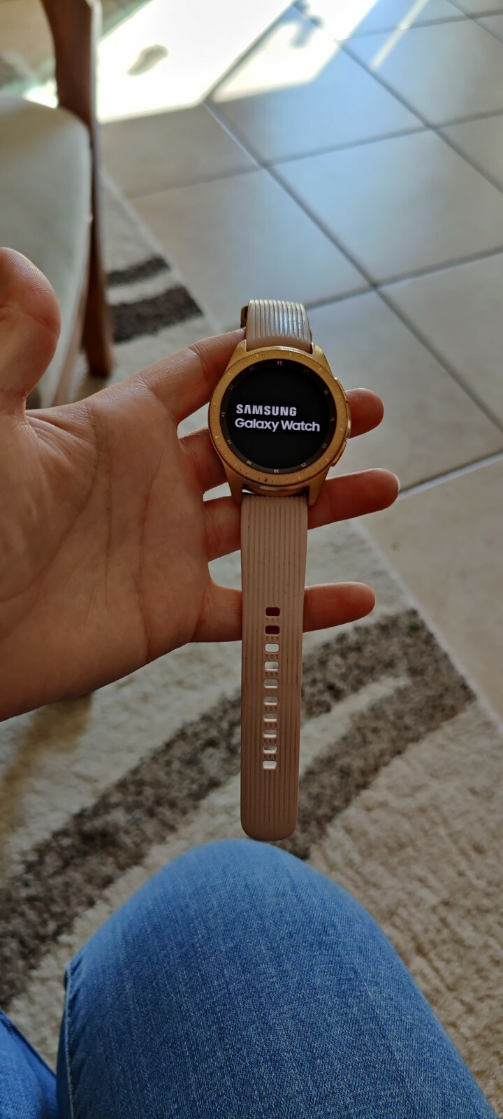 Samsung Galaxy Watch 42mm Rose Gold Stainless Steel Case Pink Classic Buckle…