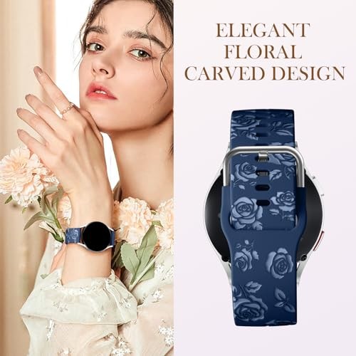 Floral Engraved Silicone Strap Compatible with Samsung Galaxy Watch 7 40mm Sport