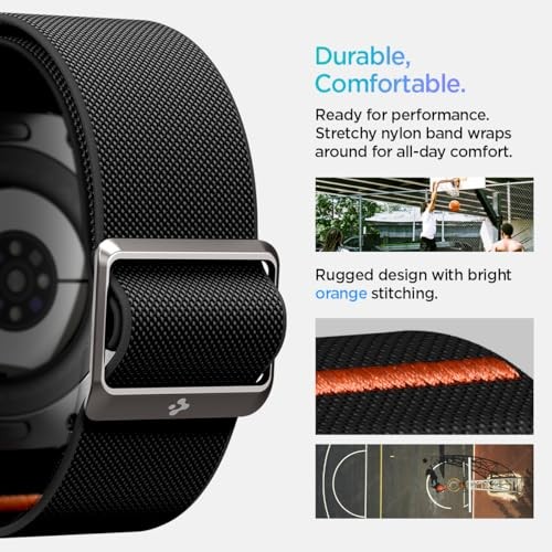 Nylon Solo Loop Strap Compatible with Samsung Galaxy Watch Ultra 47mm Black