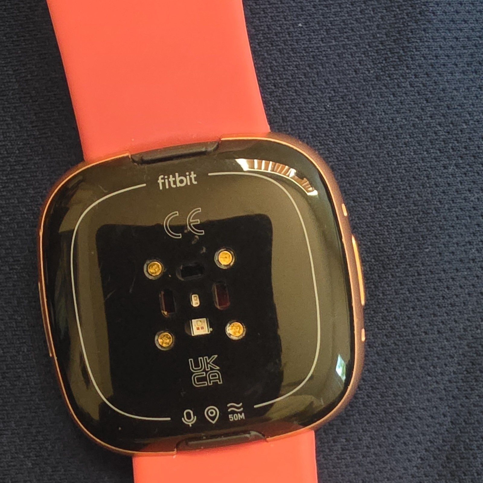 Fitbit Versa 2 Smartwatch 40mm Gold Aluminum Case Pink Silicone Band